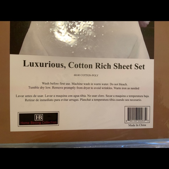 600 thread count cotton rich king bed sheet set in light blue. New. Home… - Picture 4 of 8